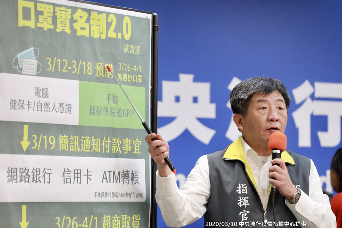 口罩實名制2.0於3月12日首度開放線上預購，並於18日截止，民眾可透過網站或手機APP登記預購3月26日至4月1日當週份的成人口罩 圖：中央流行疫情指揮中心/提供