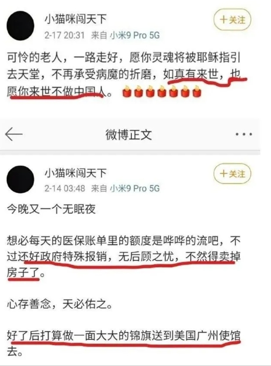 微博名稱叫「小貓咪闖天下」的網友發文 圖：翻攝自微信官方帳號