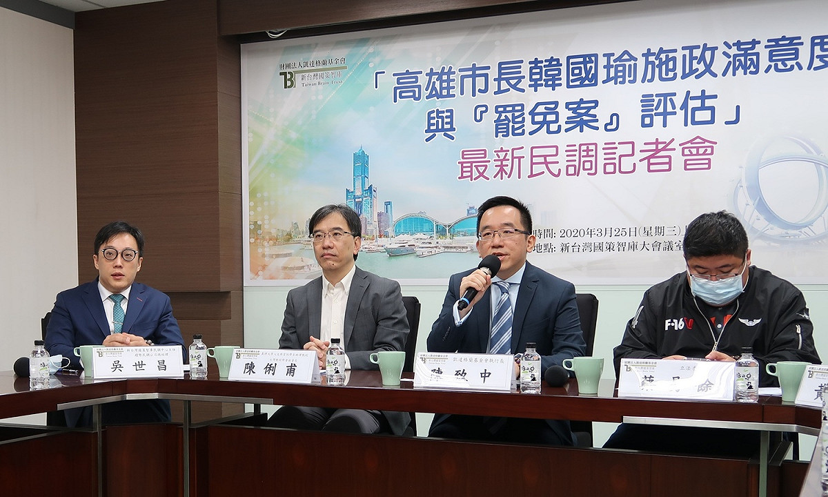 新台灣國策智庫25日針對罷免高雄市長韓國瑜舉行民調記者會 圖：林朝億/攝
