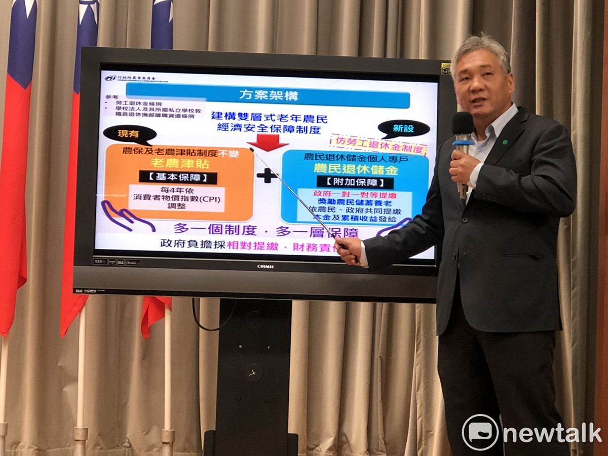 農委會輔導處長陳俊言說明「農民退休儲金條例」草案。 圖：謝莉慧/攝