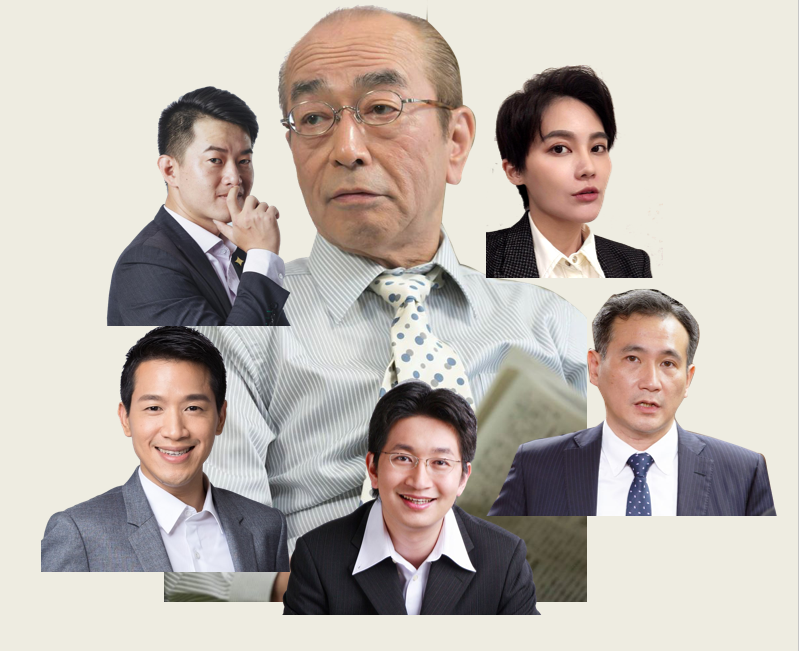 日本喜劇演員志村健(圖中)29日辭世，許多年輕立委不捨悼念。(右上賴品妤、陳柏惟，右下鄭運鵬、蔡適應、何志偉、) 圖：新頭殼合成