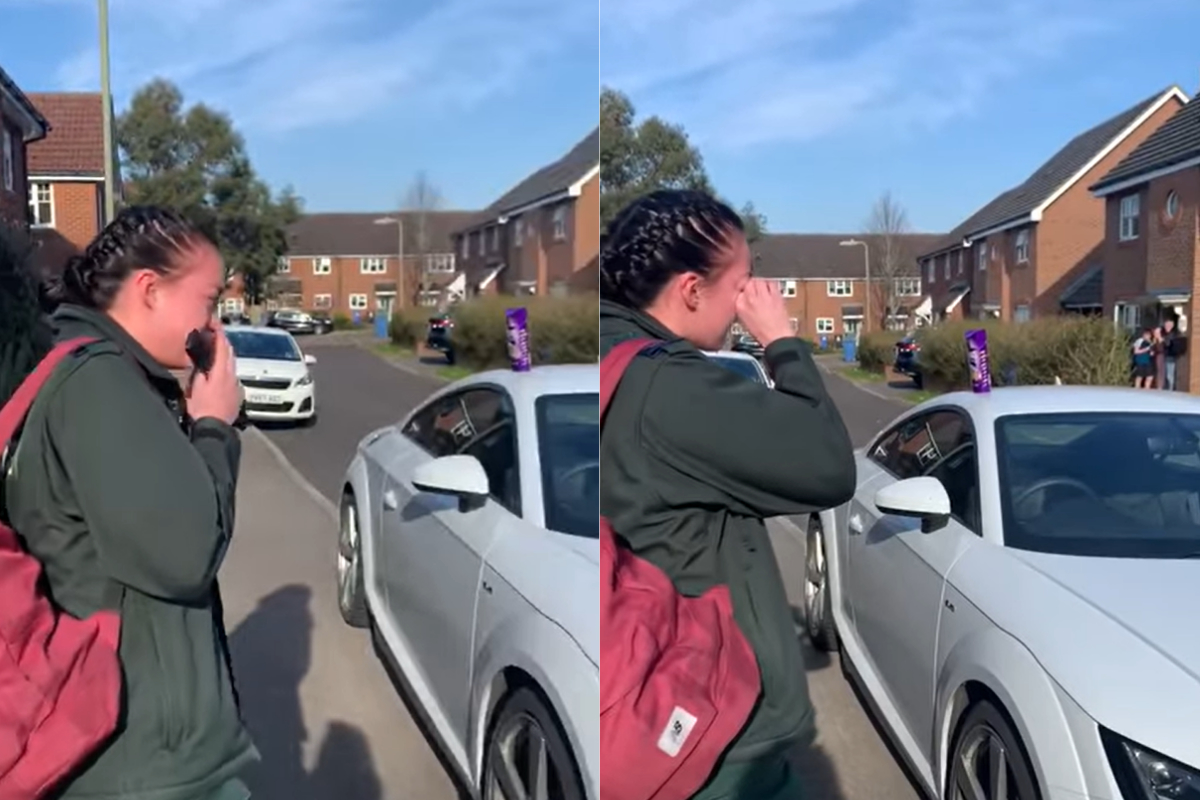 英國一名女救護員上班前收到整條街的鄰居一起對著他大力鼓掌，暖心驚喜讓他忍不住流下眼淚。 圖／翻攝 Ali Porter 臉書