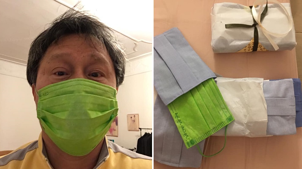 謝志偉今（3）日透露，有旅德的台僑，連日連夜縫製溫馨實用口罩布套數十枚，致贈居家附近老人院 圖:謝志偉臉書粉專