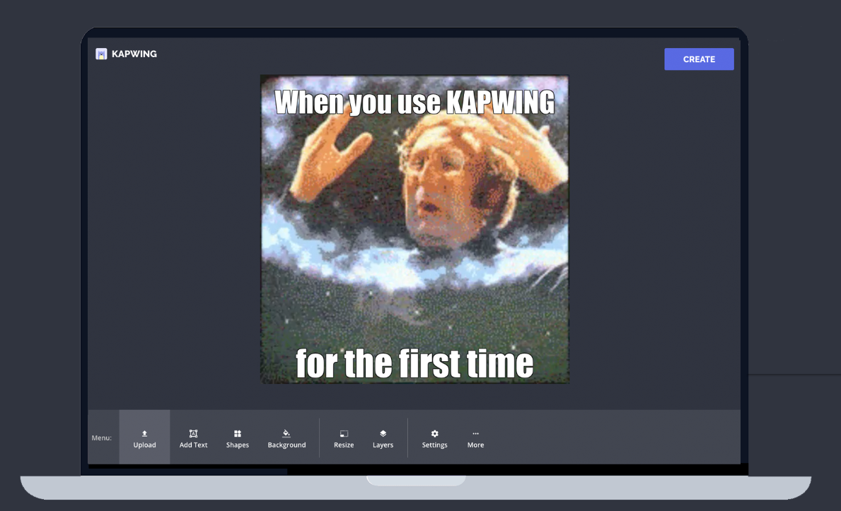 Kapwing 提供多種迷因模板，使用者可以任意置換圖片或文字。 圖：取自Kapwing官網
