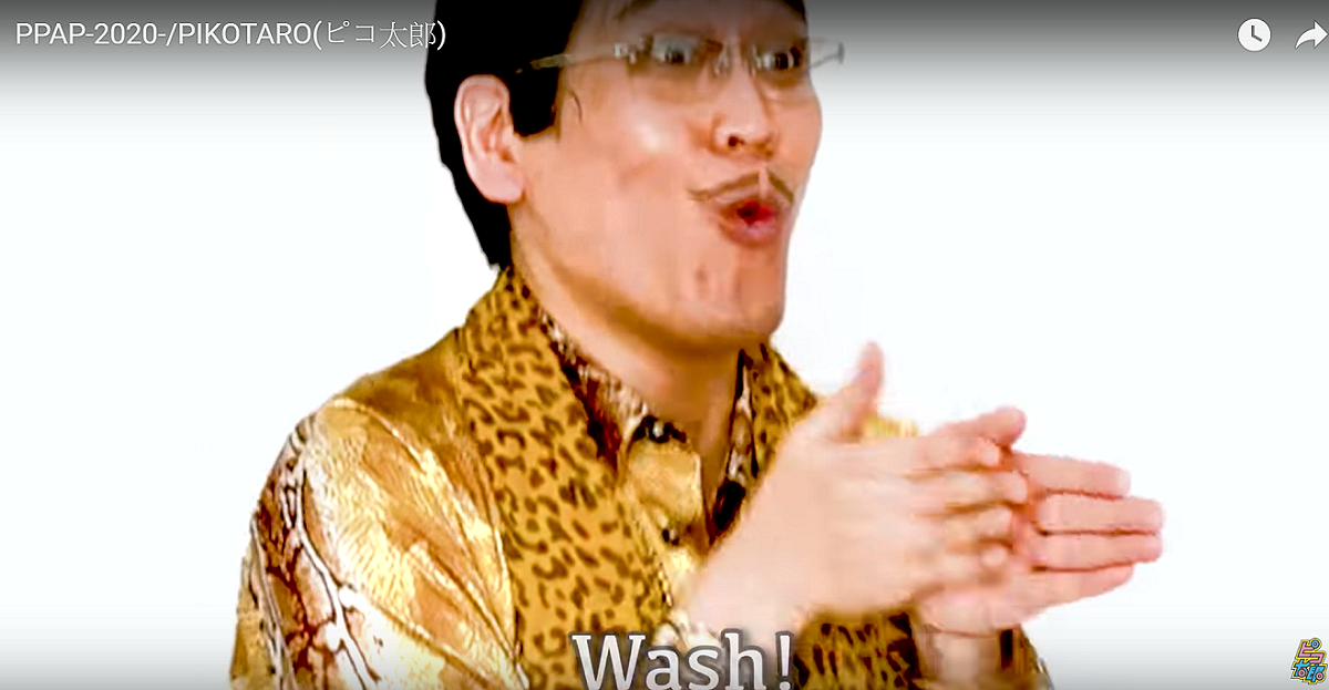 PIKO太郎加入大量的「Wash」，呼籲大眾勤洗手。 圖 : 翻攝自PIKO太郎 Youtube