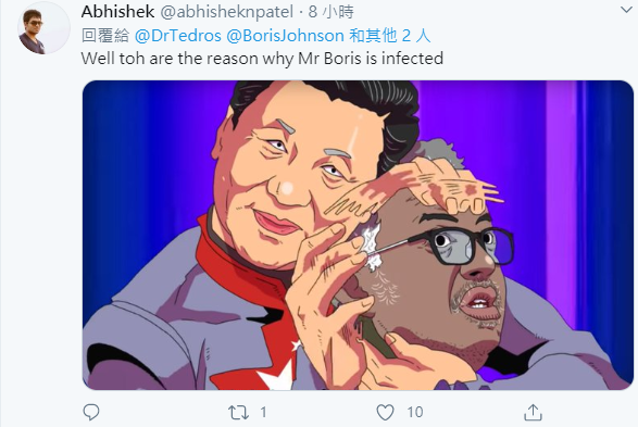 大量網友以各種惡搞貼圖或文字，前仆後繼對譚德塞的祝福推文冷嘲熱諷。 圖：翻攝Tedros Adhanom Ghebreyesus推特