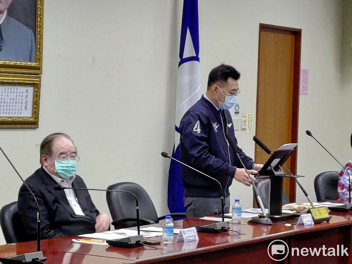 國民黨主席江啟臣於中常會發表談話。 圖：黃建豪/攝