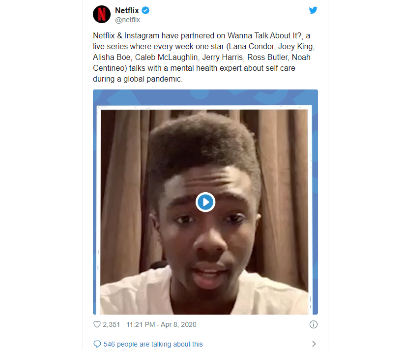 該直播節目將邀請年輕偶像與專業組織參與。 圖：擷取自Netflix推特