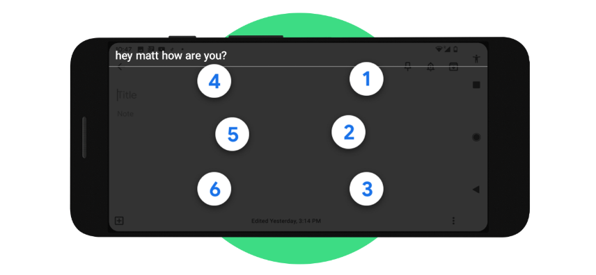Google推出TalkBack盲文鍵盤，可方便地輸入盲文。 圖：擷取自Google官網