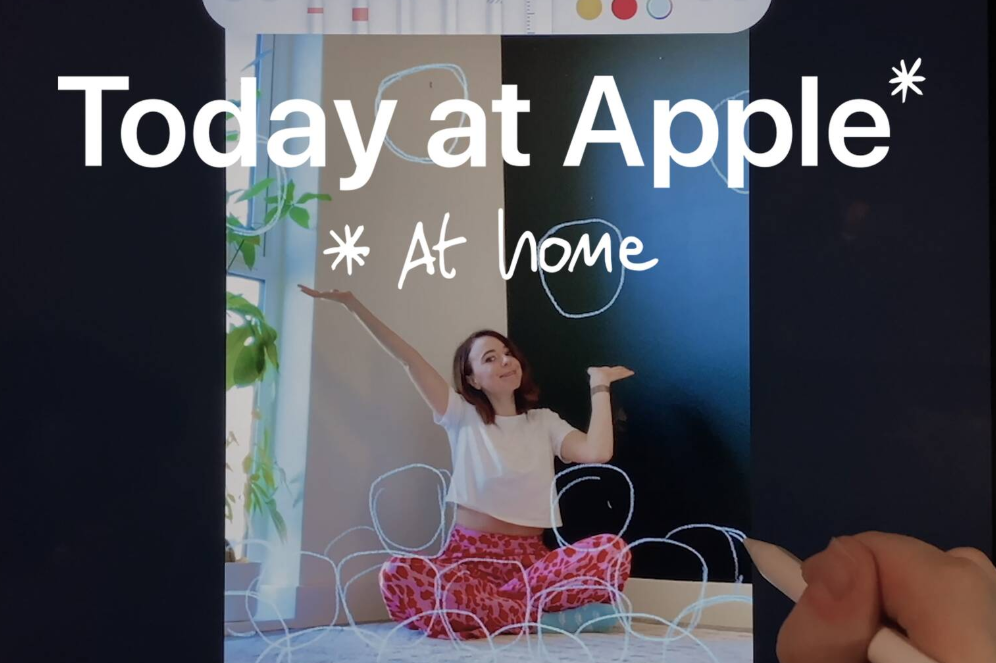 日前蘋果發起了Today at Apple At Home數位版課程，讓無法出門的產品用戶，能繼續在家獲得關於蘋果產品使用上的創意新知。 圖：擷取自oday at Apple At Home數位版課程官網