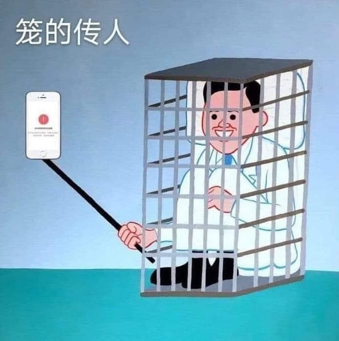 推特上的中國人時常自稱是「龍的傳人」，實際上只是井底之蛙、目光如豆，如同被困在籠子裡的「籠的傳人」。 圖：翻攝自推特