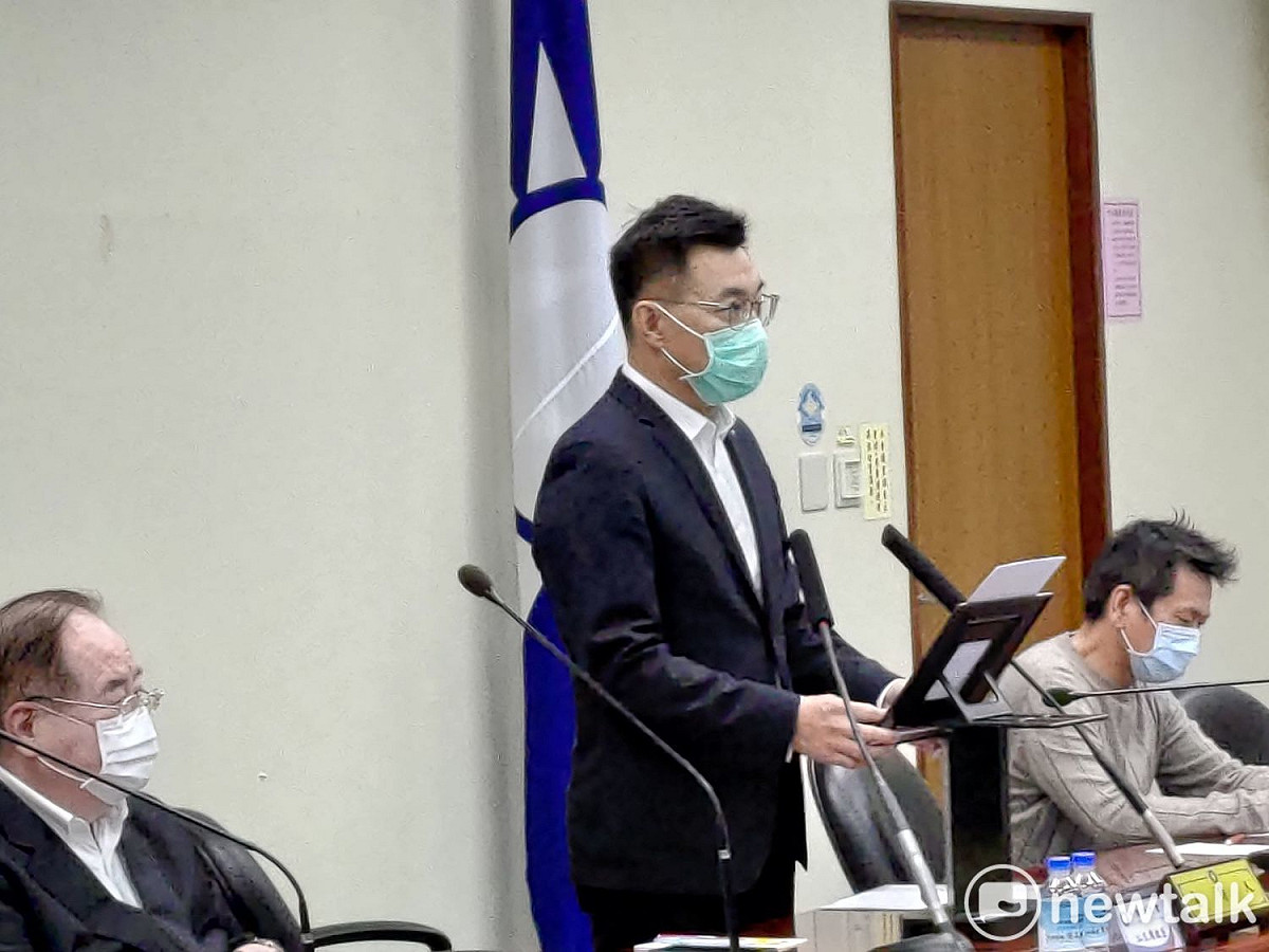 國民黨主席江啟臣於國民黨中常會發表談話。 圖：黃建豪/攝