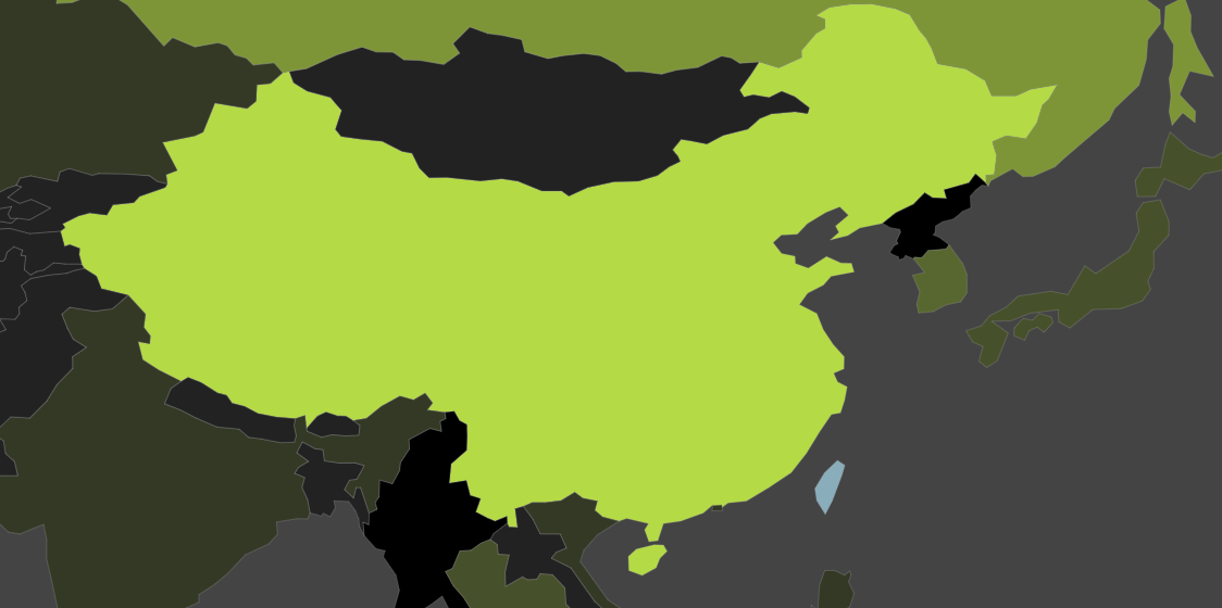 在STEAM內提供的下載數據流量地圖，台灣與中港澳列為不同顏色，雖然不是近期才有的事，卻還是遭中國小粉紅進攻。 圖：翻攝自STEAM