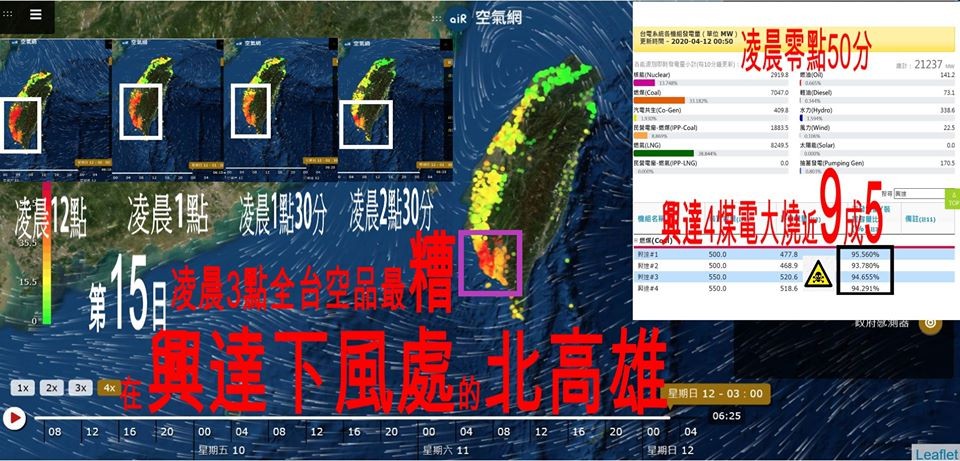 南部反空污大聯盟指控興達電廠是高雄霾害元兇。 圖：南部反空污大聯盟/提供