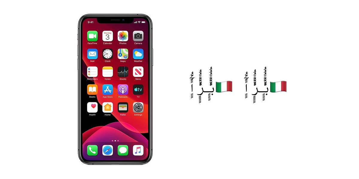 國外科技網站《9to5mac》指出，這組由義大利國旗符號及南亞巴基斯坦的「信德語（Sindhi）」組成的神祕文字，會使收到的iPhone、iPad等蘋果產品當機。 圖：擷取自《9to5mac》網站