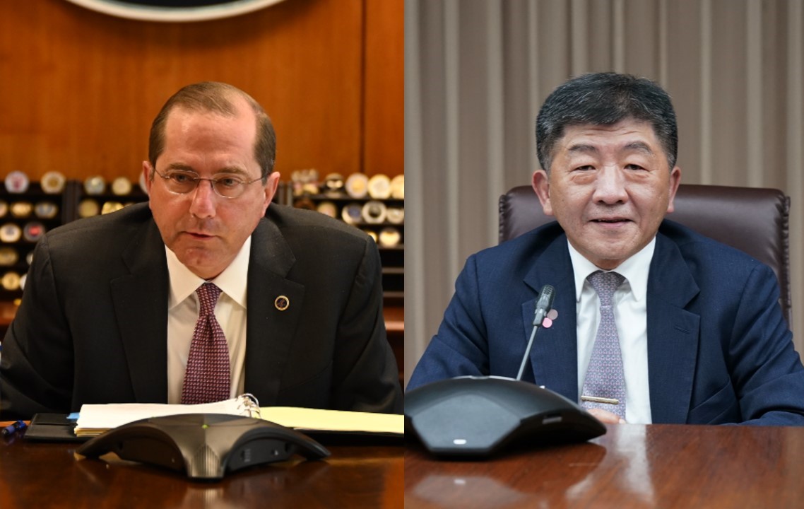 美國衛生部長阿札爾（Alex Azar）與我國衛福部長陳時中。 圖：新頭殼合成