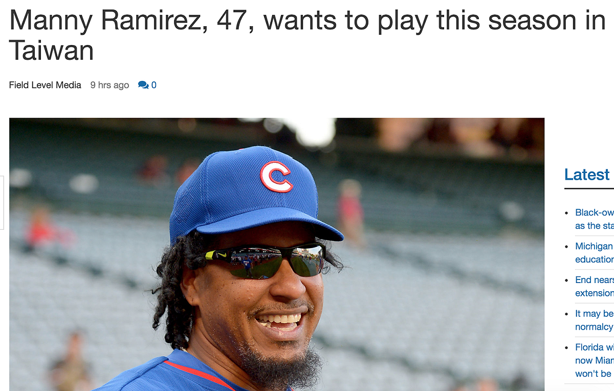 Manny Ramirez（曼尼）再度登上美媒。 圖／取自Gdp post