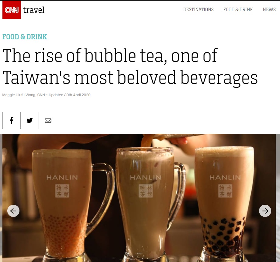 美國有線電視新聞網（CNN）專文介紹珍奶流行史。 圖/翻攝自CNN