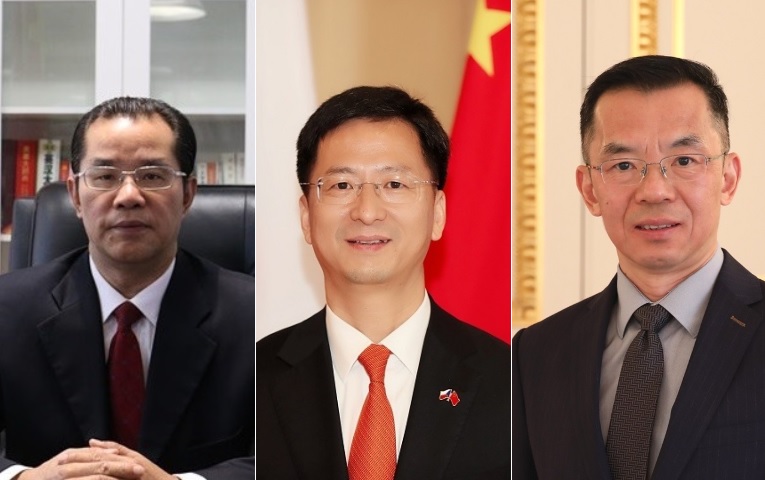 中國駐瑞典大使桂從友、中國駐捷克大使張建敏、中國駐法大使盧沙野 圖:新頭殼合成