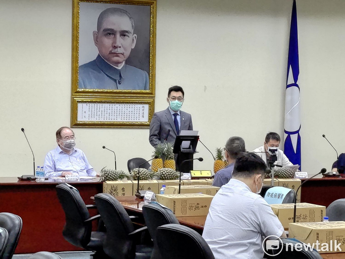 國民黨主席江啟臣於中常會發表談話。 圖：黃建豪/攝