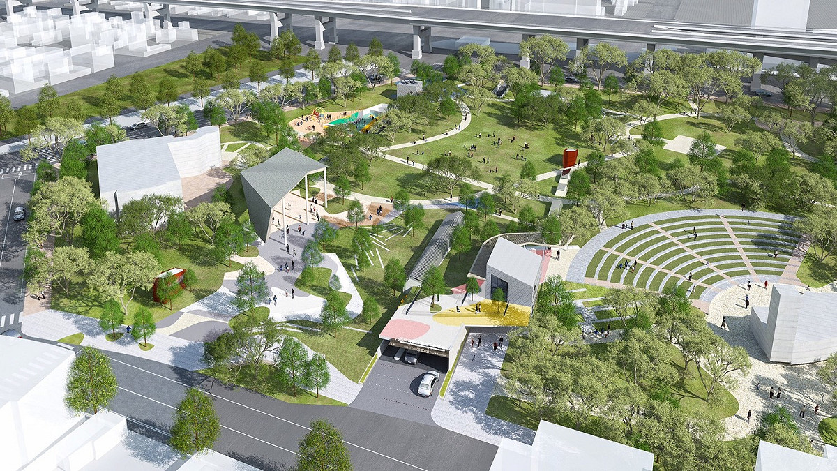 板橋音樂公園地下停車場鳥瞰示意圖。 圖：新北市交通局提供