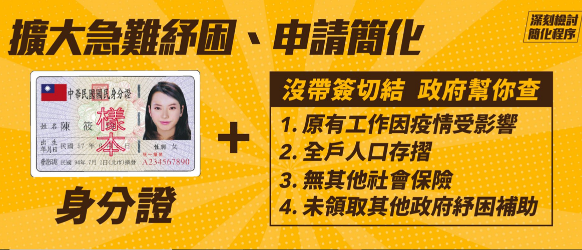 無保工作者紓困萬元申請程序簡化。 圖：行政院提供