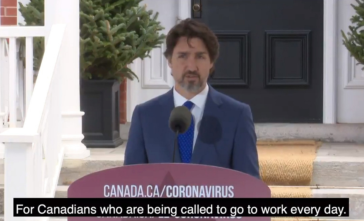 加拿大總理杜魯多（Justin Trudeau）在例行記者會中，感謝台灣慷慨捐贈加拿大醫療用口罩。 圖/翻攝自推特