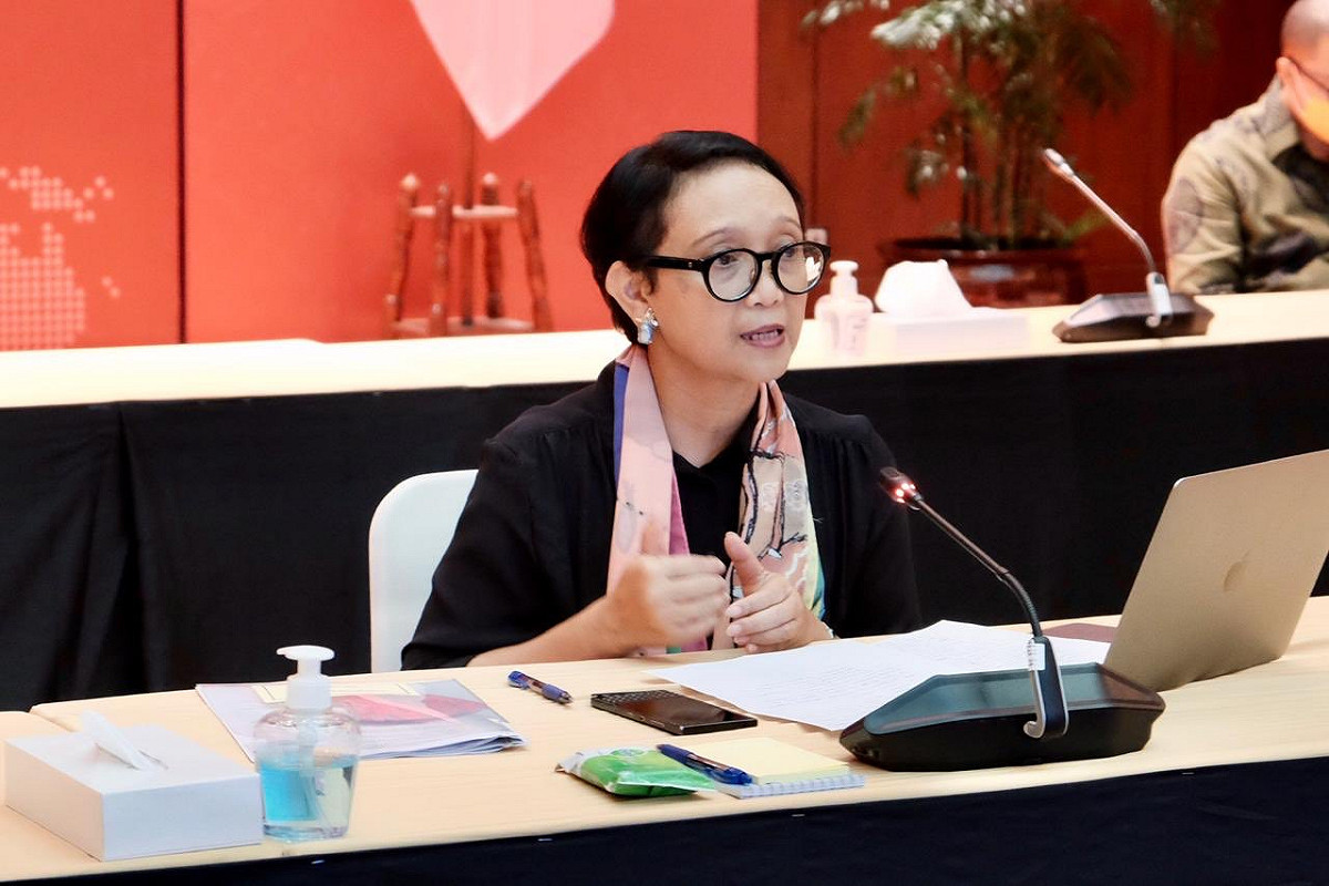 印尼外長馬蘇迪與布林肯會面完後，稱「美國是東盟實施其印太前景的重要夥伴之一。」。 圖：翻攝自蕾特諾·馬蘇迪推特