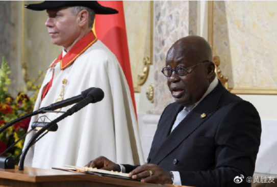 西非迦納總統阿庫佛艾杜(Nana Akufo-Addo)。 圖：翻攝自微博