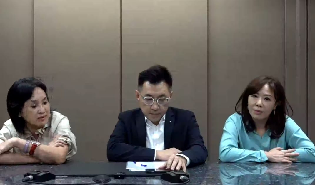 國民黨主席江啟臣、國民黨副秘書長柯志恩、李彥秀公開譴責李來希。 圖：擷取自江啟臣臉書