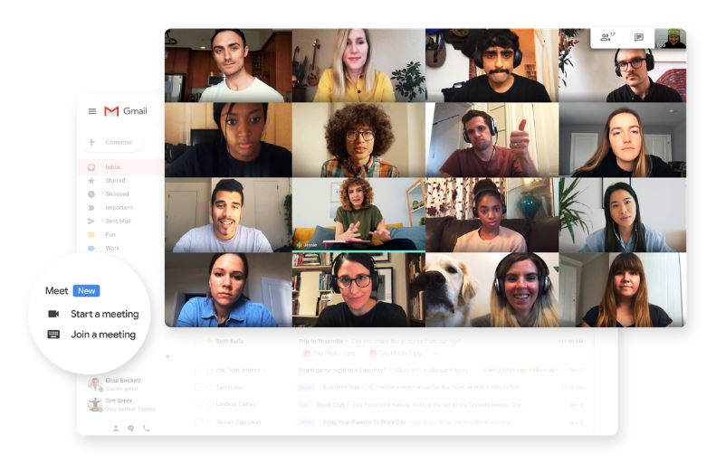Google開放所有電子信箱用戶免費使用Google Meet視訊會議服務。 圖：