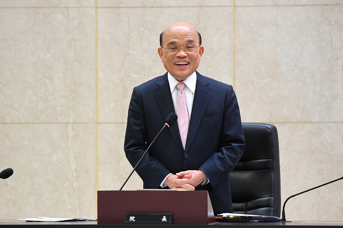 行政院長蘇貞昌今（14）天在院會率閣員總辭時致詞，肯定在場閣員，「真的是最強的團隊」。 圖：行政院提供
