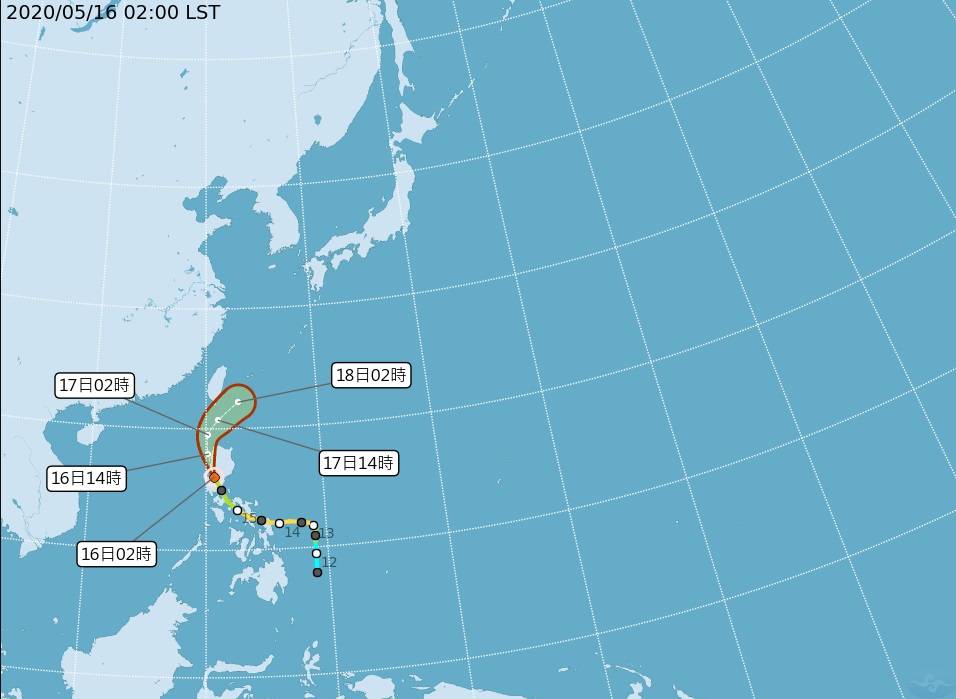 輕颱黃蜂今天凌晨2時中心位於鵝鑾鼻南方約690公里，未來有持續減弱的趨勢。