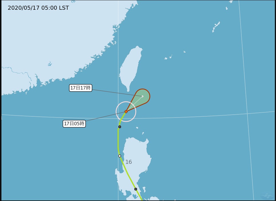 氣象局預計上午8時30分將解除輕颱黃蜂海上颱風警報。 圖/氣象局