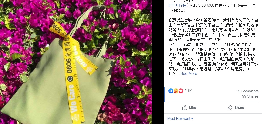 黃光芹預告罷韓 圖:擷取自臉書