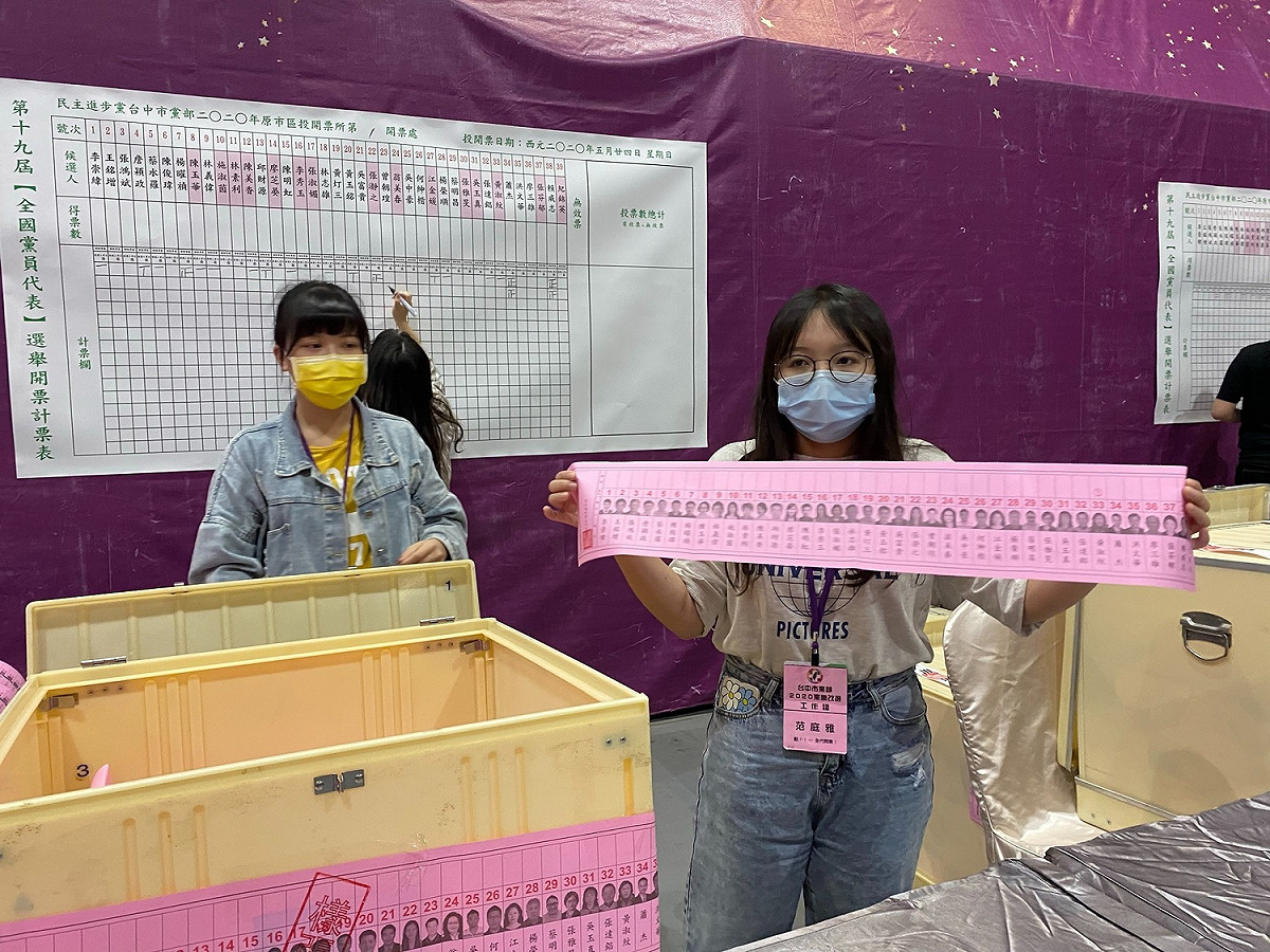 台中市民進黨職改選開票情形。 民進黨台中市黨部/提供