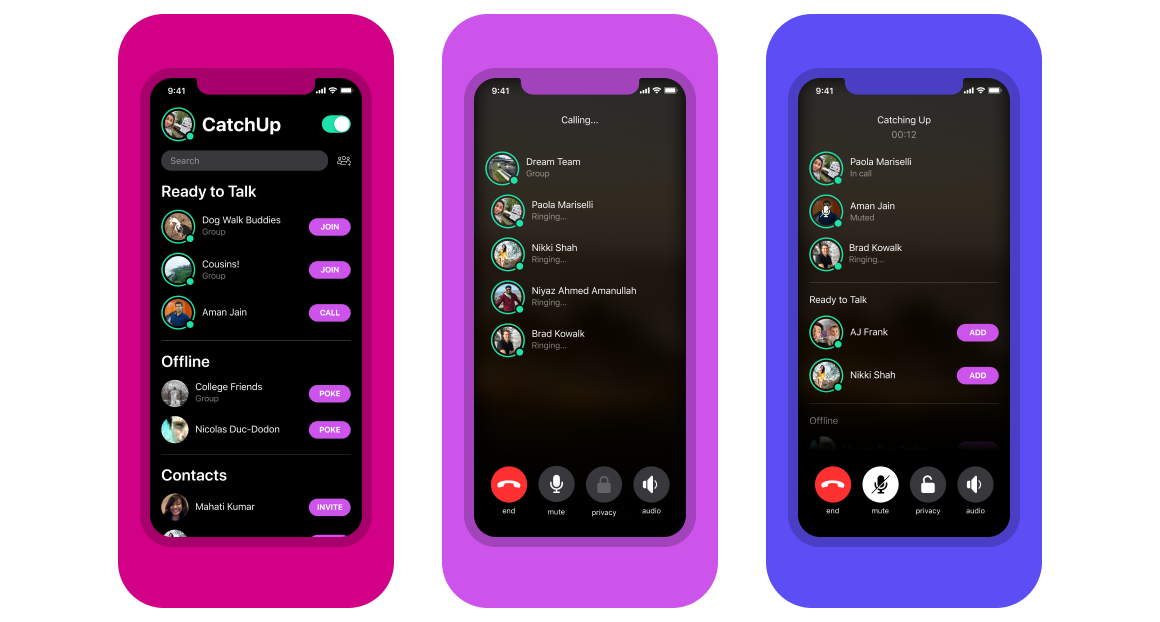 臉書旗下NPE 團隊宣布推出一款新的純語音通訊APP「CatchUp」，希望解決人們不常打電話給家人和朋友的現象。 圖：取自臉書部落格
