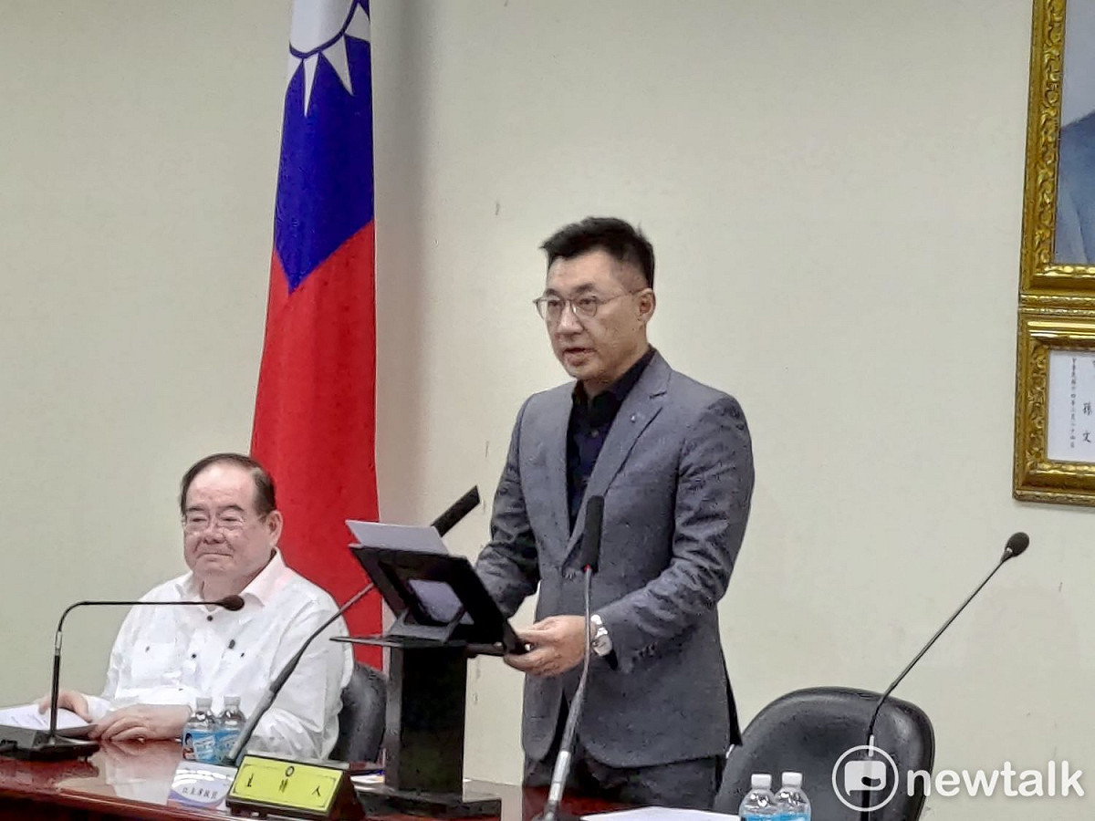 國民黨主席江啟臣在中常會發表談話，懇請高雄市民再給他們一次機會。 圖：黃建豪/攝（資料照）