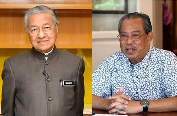 大馬首相慕尤丁（右）宣布開除前首相馬哈地（左）黨籍。 圖：翻攝馬哈地、慕尤丁臉書（合成照）