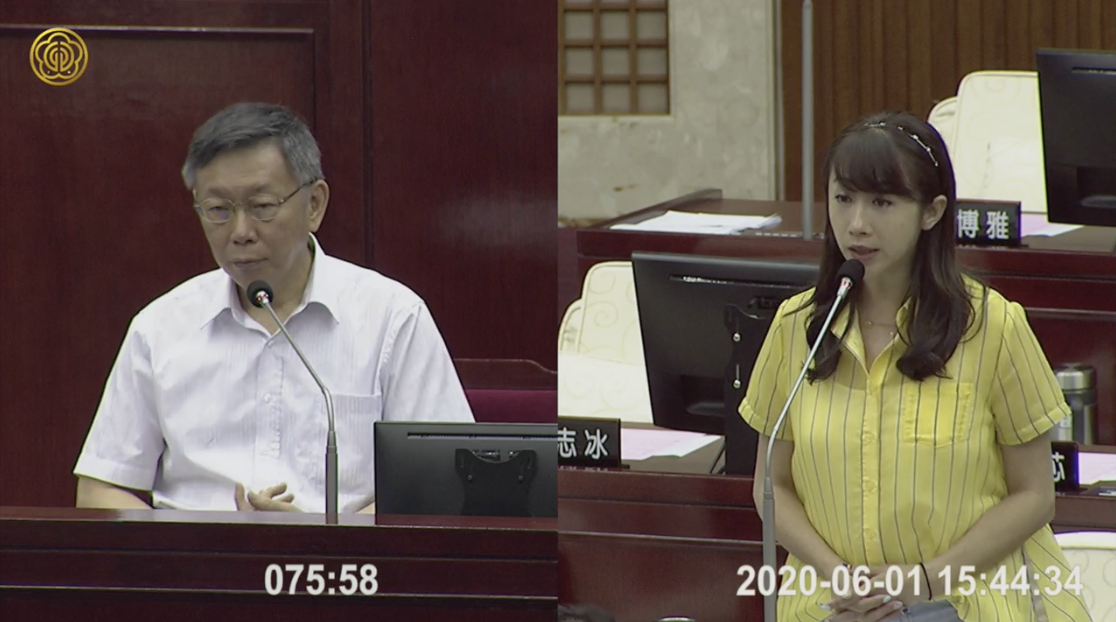 台北市長柯文哲（左）、民進黨議員許淑華（右）。 圖：翻攝台北市議會直播（資料照）