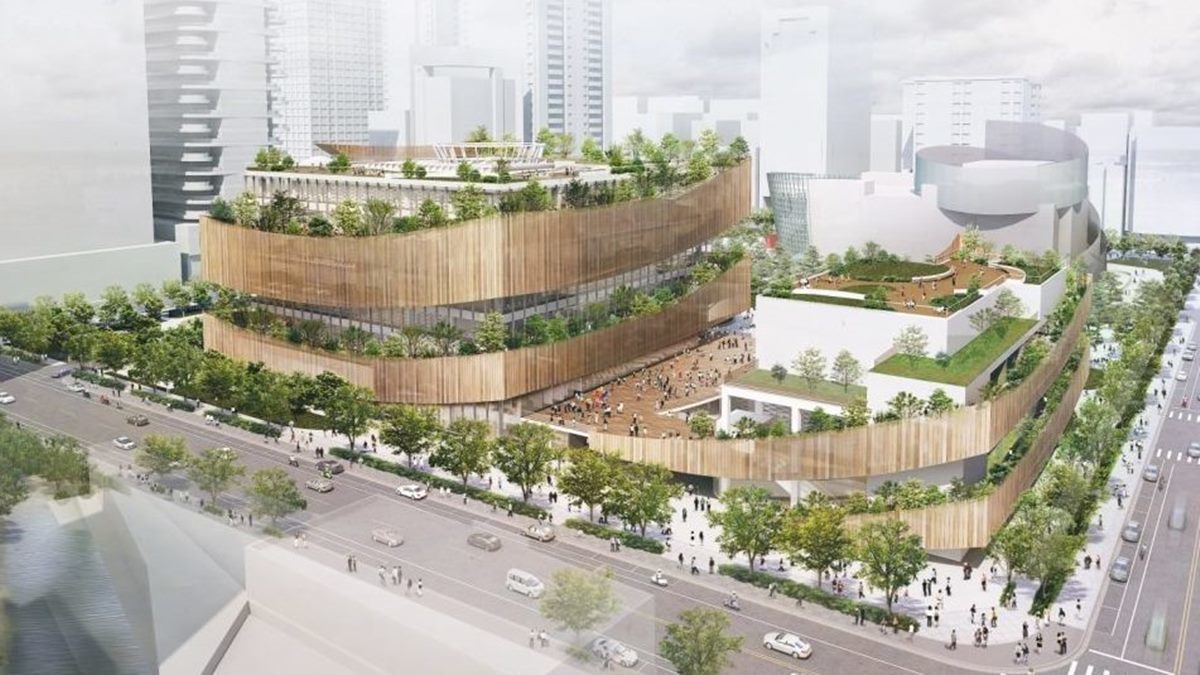 「桃園市立圖書館新建總館暨停車場興建工程」示意圖。 圖：湯蕙禎辦公室提供