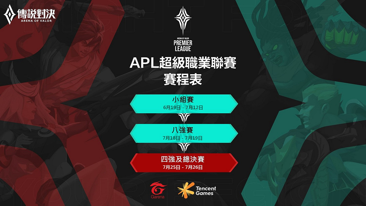 APL超級職業聯賽將於7月25日至26日舉辦四強及總冠軍賽 圖：Garena/提供