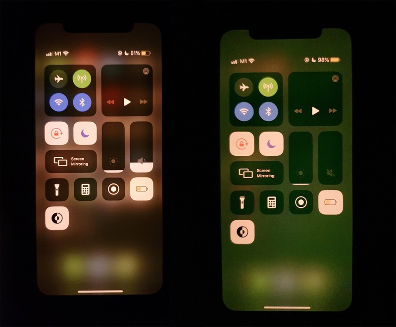 iPhone出現綠屏。 圖：翻攝自MacRumors論壇