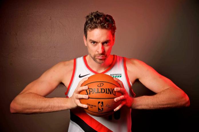 拓荒者老將Pau Gasol。 圖／美聯社／達志影像