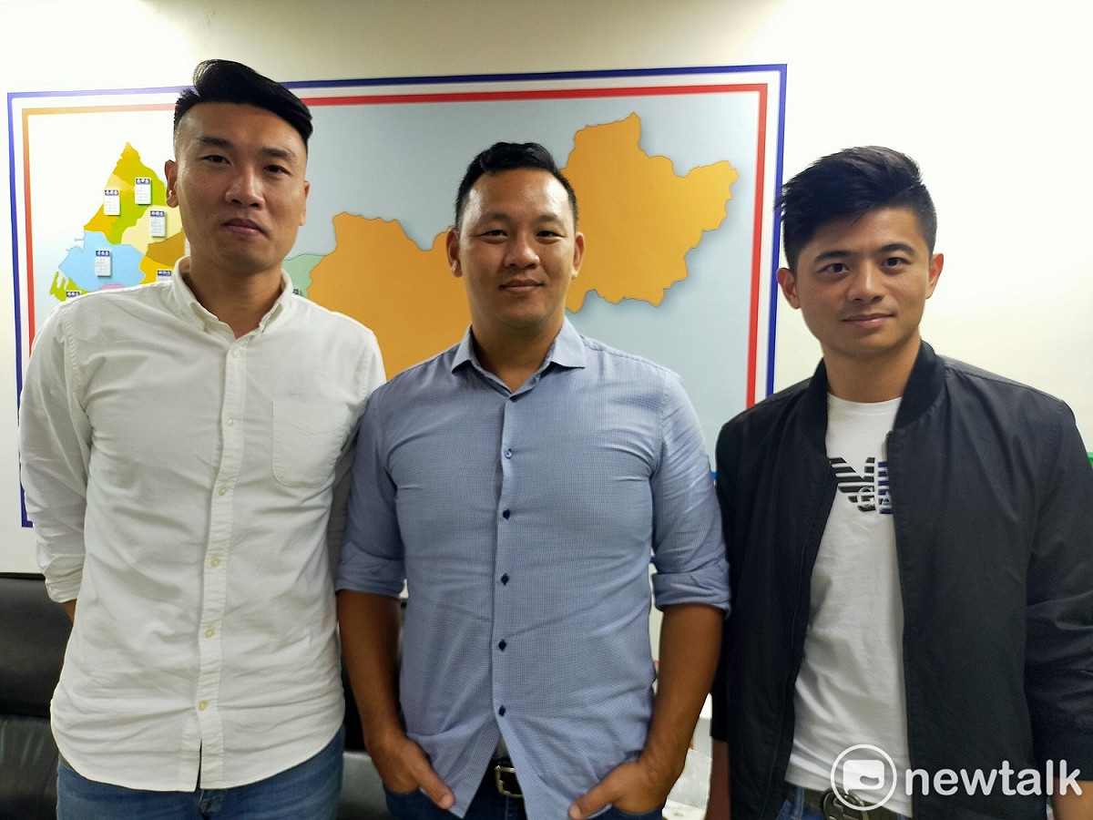 許育璿（左起）、涂力旋、張東玄三位七年級生，是國民黨台中市黨部的生力軍。 圖：唐復年/攝