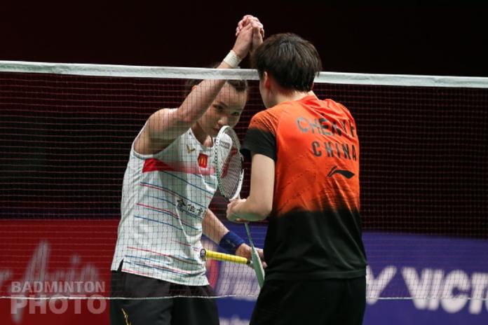 戴資穎(白球衣)、陳雨菲。 圖／Badminton photo提供