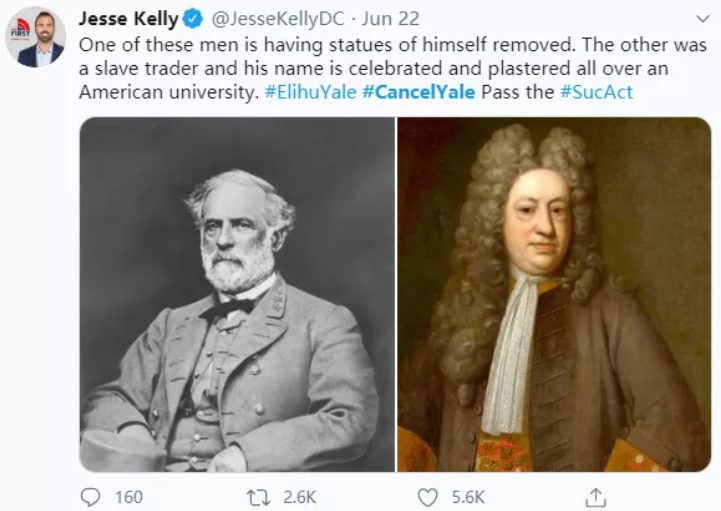 大力宣傳「取消耶魯」的人為美國保守派學者Jesse Kelly。 圖：翻攝自推特