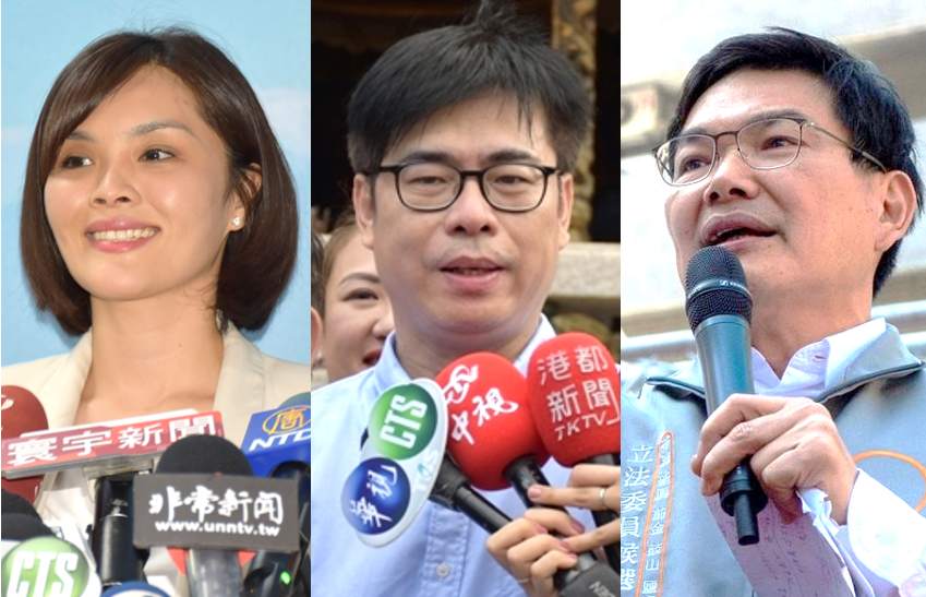 民進黨市長補選參選人陳其邁(中)、國民黨市長補選參選人李眉蓁(左)、民眾黨市長參選人吳益政(右)3方代表，經50多分鐘的協商，均同意參加公辦電視政見發表會。 圖：新頭殼合成