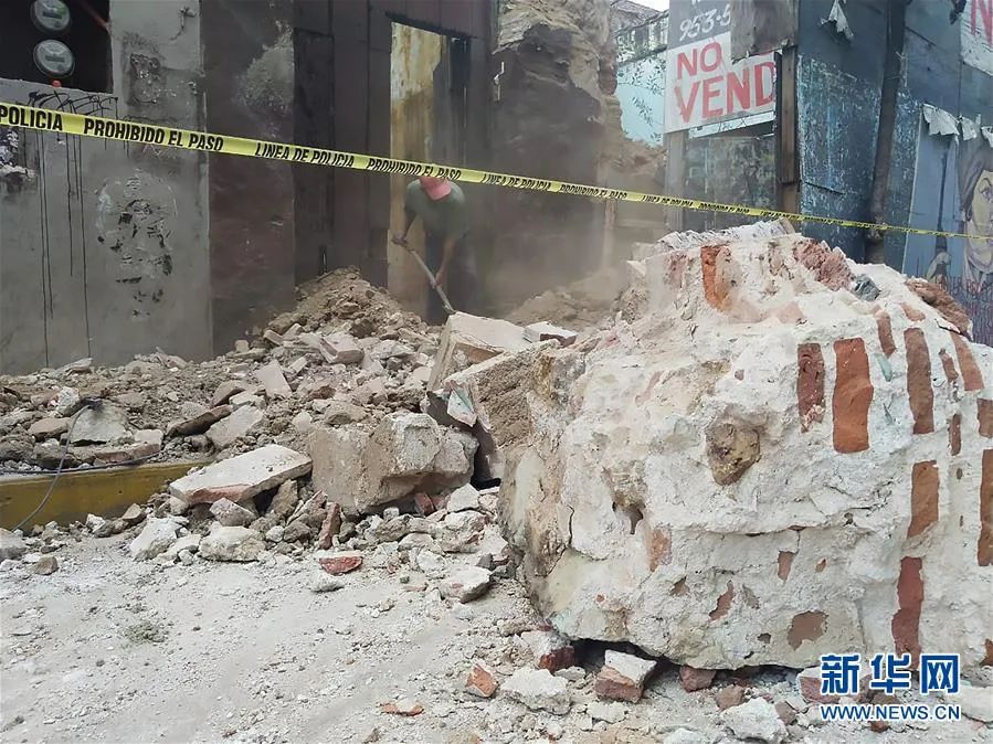 墨西哥昨（23）發生7.5級大地震，部份地區設施受損。 圖：翻攝自新華網