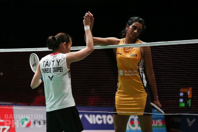 戴資穎(白球衣)、辛度。 圖／Badminton photo提供